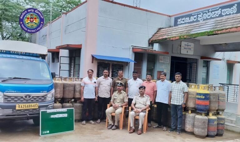 ಭಾರತ್ ಗ್ಯಾಸ್ ಸಿಲಿಂಡರ್ ಕಳ್ಳತನ ಪ್ರಕರಣ ಭೇದಿಸಿದ ಸವಣೂರು ಪೊಲೀಸರು