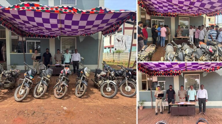 ವಾರಸುದಾರರಿಲ್ಲದ 12 ದ್ವಿಚಕ್ರ ವಾಹನಗಳ ಹರಾಜು